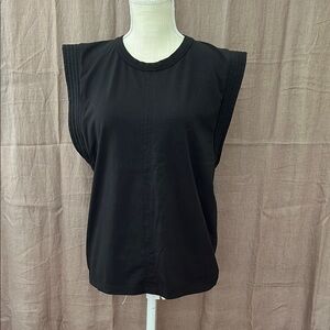 Black Relaxed Sleeveless Muscle Tee